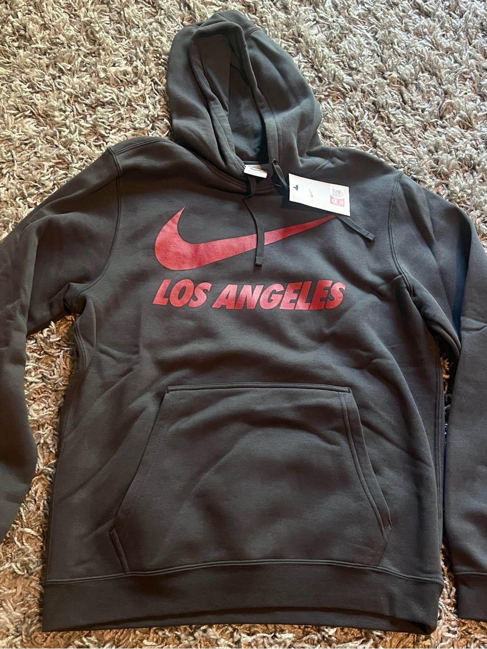 Nike Men's Crewneck Hoodie in Black with Red Logo